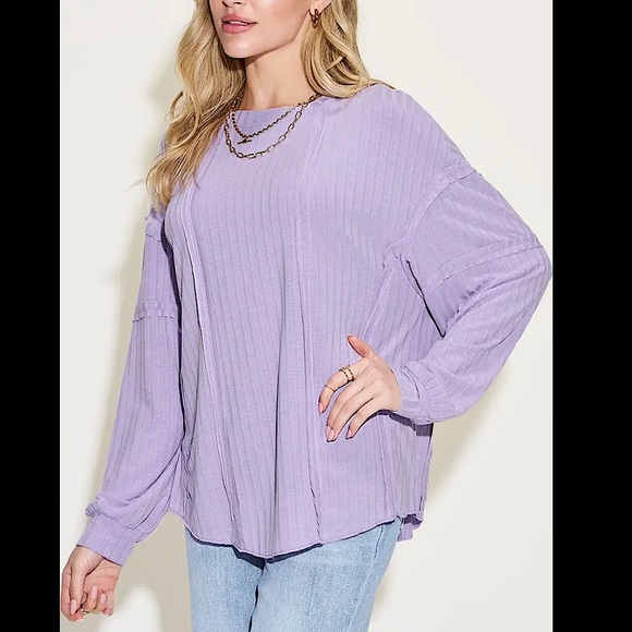 NWT Basic Bae Relaxed Fit Ribbed Top - Picture 1 of 5